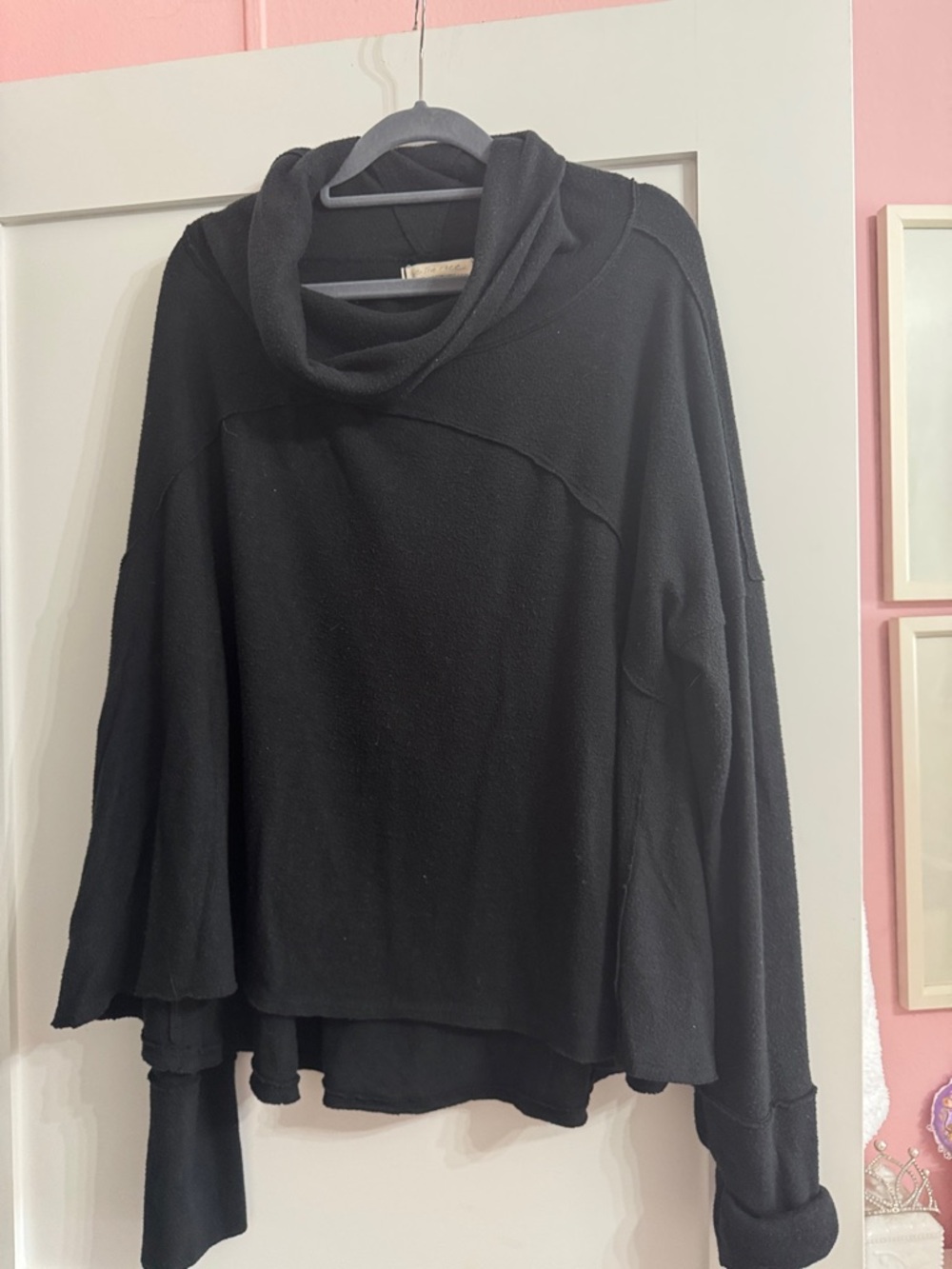 Free People Black Cowl Neck Pullover Sweater